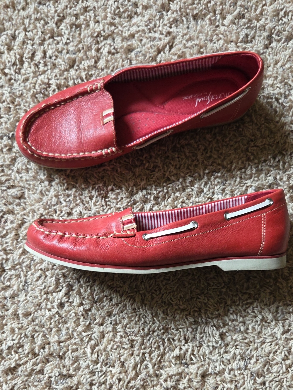 Naturalizer Red Leather Slip-On Moccasin Loafers